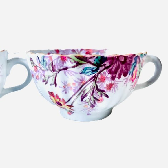 2 Spode Chelsea Garden Tea Cups Lot of 2 Trim Footed Handle EUC - Picture 3 of 12